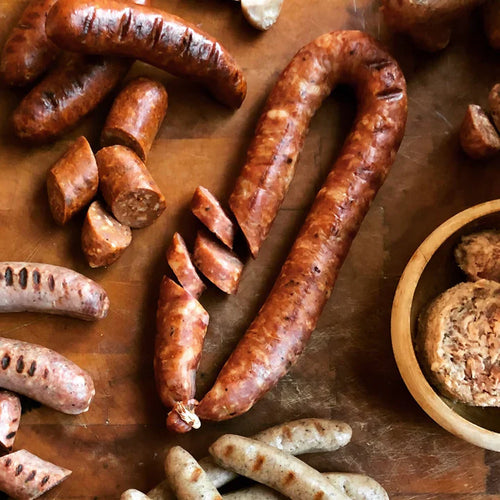 Smoking Goose andouille sausage with Louisiana spices and natural casing